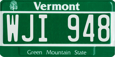 VT license plate WJI948