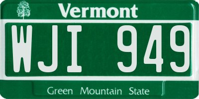 VT license plate WJI949
