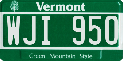 VT license plate WJI950