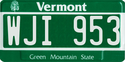 VT license plate WJI953