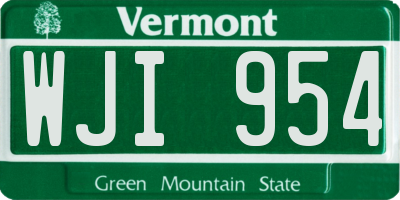 VT license plate WJI954