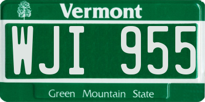 VT license plate WJI955