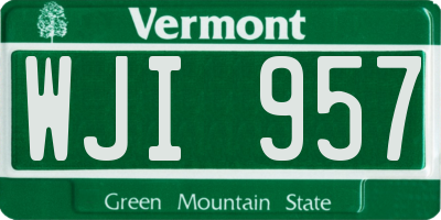 VT license plate WJI957