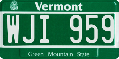 VT license plate WJI959