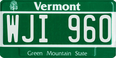 VT license plate WJI960