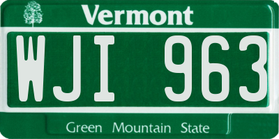 VT license plate WJI963