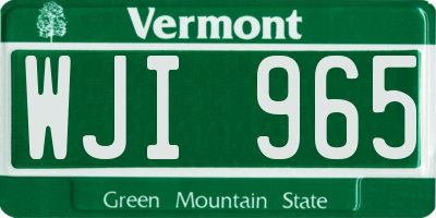 VT license plate WJI965
