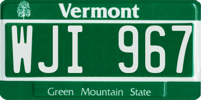 VT license plate WJI967