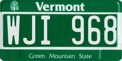 VT license plate WJI968