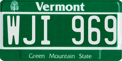 VT license plate WJI969