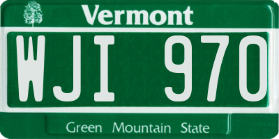 VT license plate WJI970