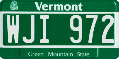 VT license plate WJI972