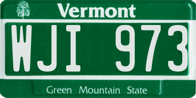 VT license plate WJI973