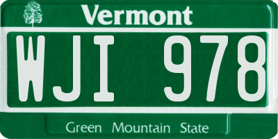 VT license plate WJI978