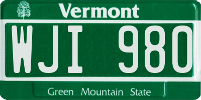 VT license plate WJI980