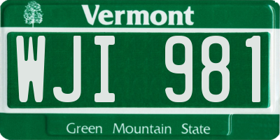 VT license plate WJI981