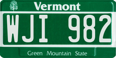 VT license plate WJI982