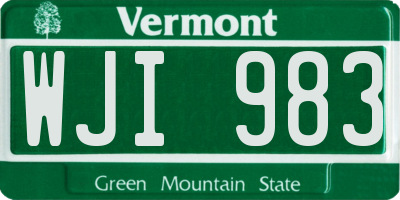VT license plate WJI983