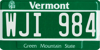 VT license plate WJI984