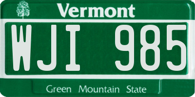 VT license plate WJI985