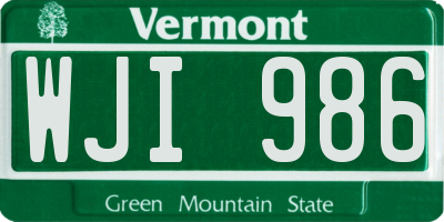 VT license plate WJI986