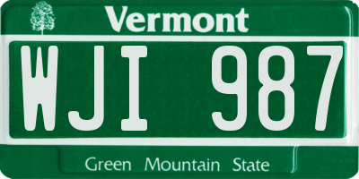 VT license plate WJI987