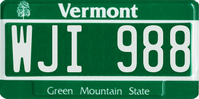 VT license plate WJI988