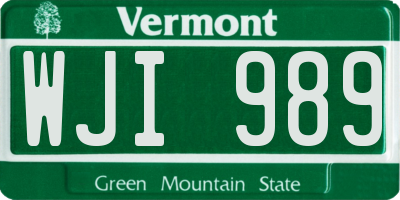 VT license plate WJI989
