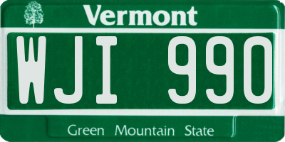 VT license plate WJI990