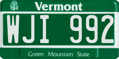 VT license plate WJI992