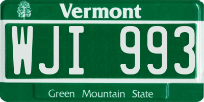 VT license plate WJI993