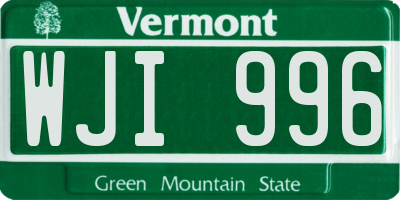 VT license plate WJI996