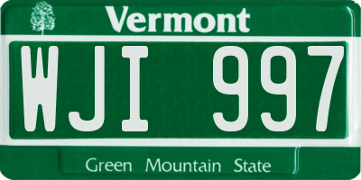 VT license plate WJI997