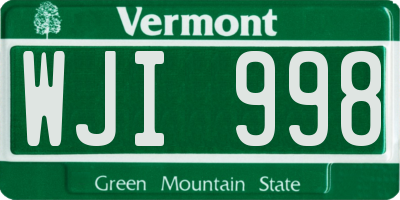 VT license plate WJI998