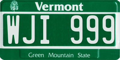 VT license plate WJI999