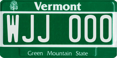 VT license plate WJJ000