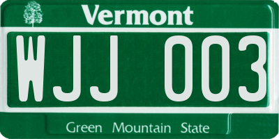 VT license plate WJJ003