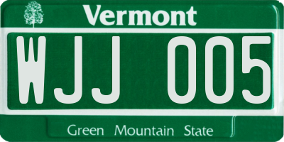 VT license plate WJJ005