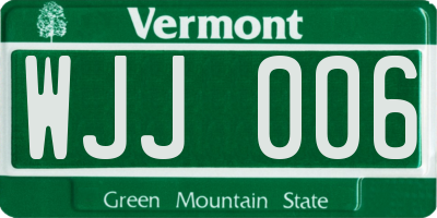VT license plate WJJ006