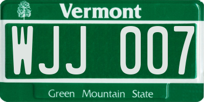 VT license plate WJJ007