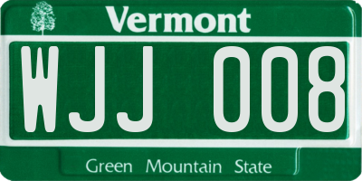 VT license plate WJJ008