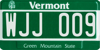 VT license plate WJJ009