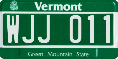 VT license plate WJJ011