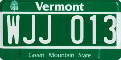 VT license plate WJJ013