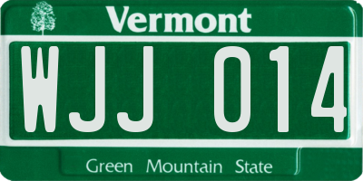 VT license plate WJJ014