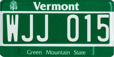 VT license plate WJJ015