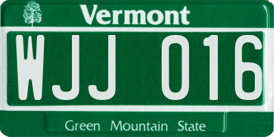 VT license plate WJJ016
