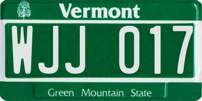 VT license plate WJJ017