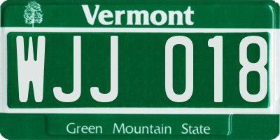 VT license plate WJJ018