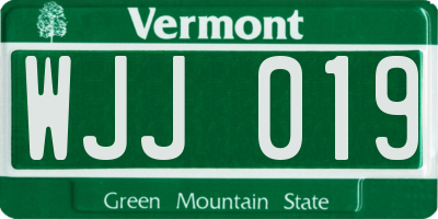 VT license plate WJJ019